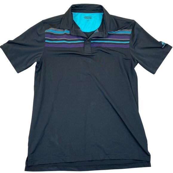 Straight Down Mens Polo Shirt Size XL Striped Black Short Sleeve Casual Classic - Picture 1 of 9